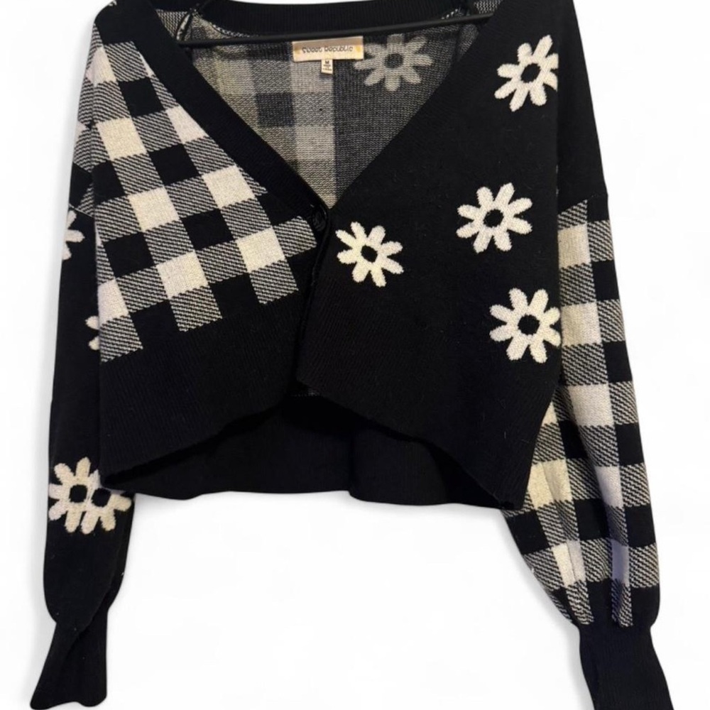 Sweet Republic Floral Checkered Sweater